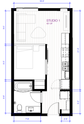 Studio floor plan at Nellie Francis Court in St. Paul, MN.