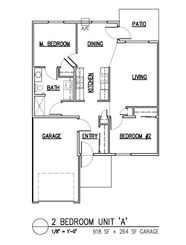 2 bed, 1 bath floor plan at Preserve Townhomes