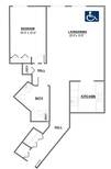 1 bed, 1 bath floor plan at Great Northern Apartments. 