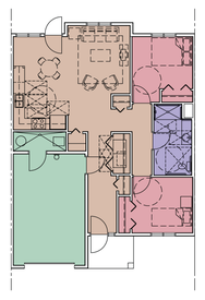 2 bedroom single story floor plan at Prairie Hills Townhomes.