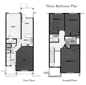 3 bedroom floor plan at Legacy Townhomes.