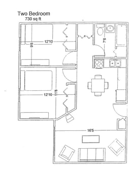 2 bedroom floorplan at Heritage Acres