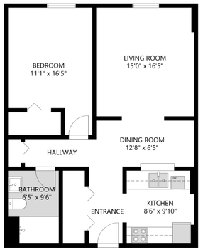 Jameshouse 2-Bedroom Floor Plan in Jamestown, ND.