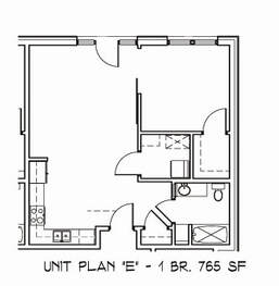 1 Bed, 1 Bath Floor Plan at The Current Apartments.